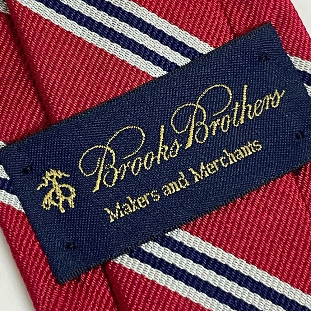 Brooks Brothers‎ Makers and Merchants Necktie Red Blue Silver Striped Silk